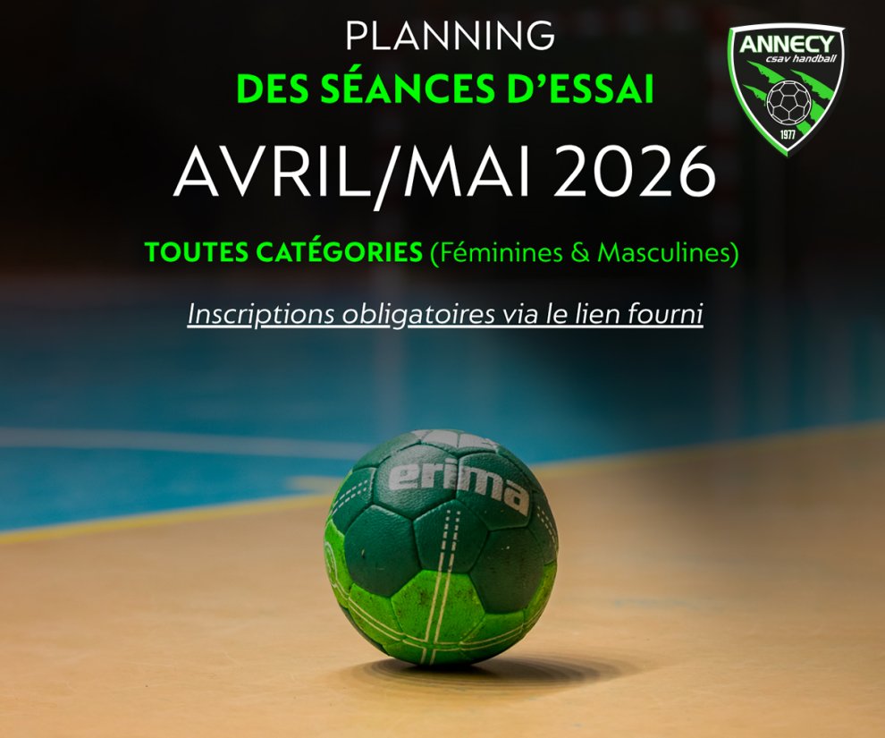 Séances d'essai - Équipes jeunes 26-27